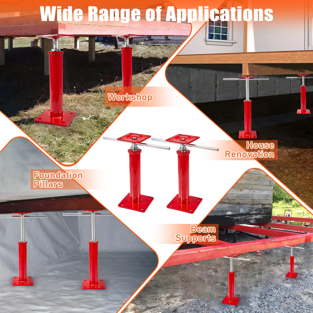 4 Pack House Floor Jacks, 11"-16" Height Range, 11023 LBS Max Load